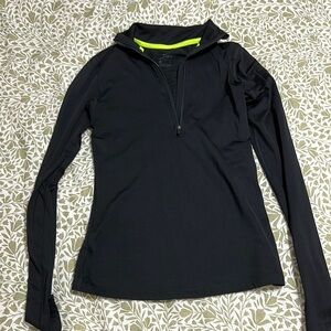 Nike Black and Yellow Fitted Long Sleeve Polo Top